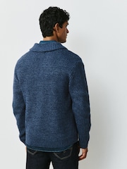 أزرق دنيم - Shawl Collar Rib Cardigan - صورة 4 من 8