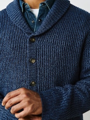 أزرق دنيم - Shawl Collar Rib Cardigan - صورة 5 من 8