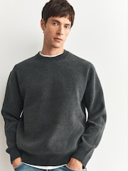 Charcoal Grey Soft Touch Relaxed Fit Crew Neck Jumper - Image 5 of 5