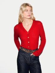 레드 - Jigsaw 메리노 캐시미어 브이넥 가디건 - 6의 이미지 1