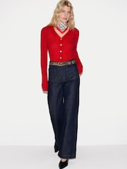 레드 - Jigsaw 메리노 캐시미어 브이넥 가디건 - 6의 이미지 3