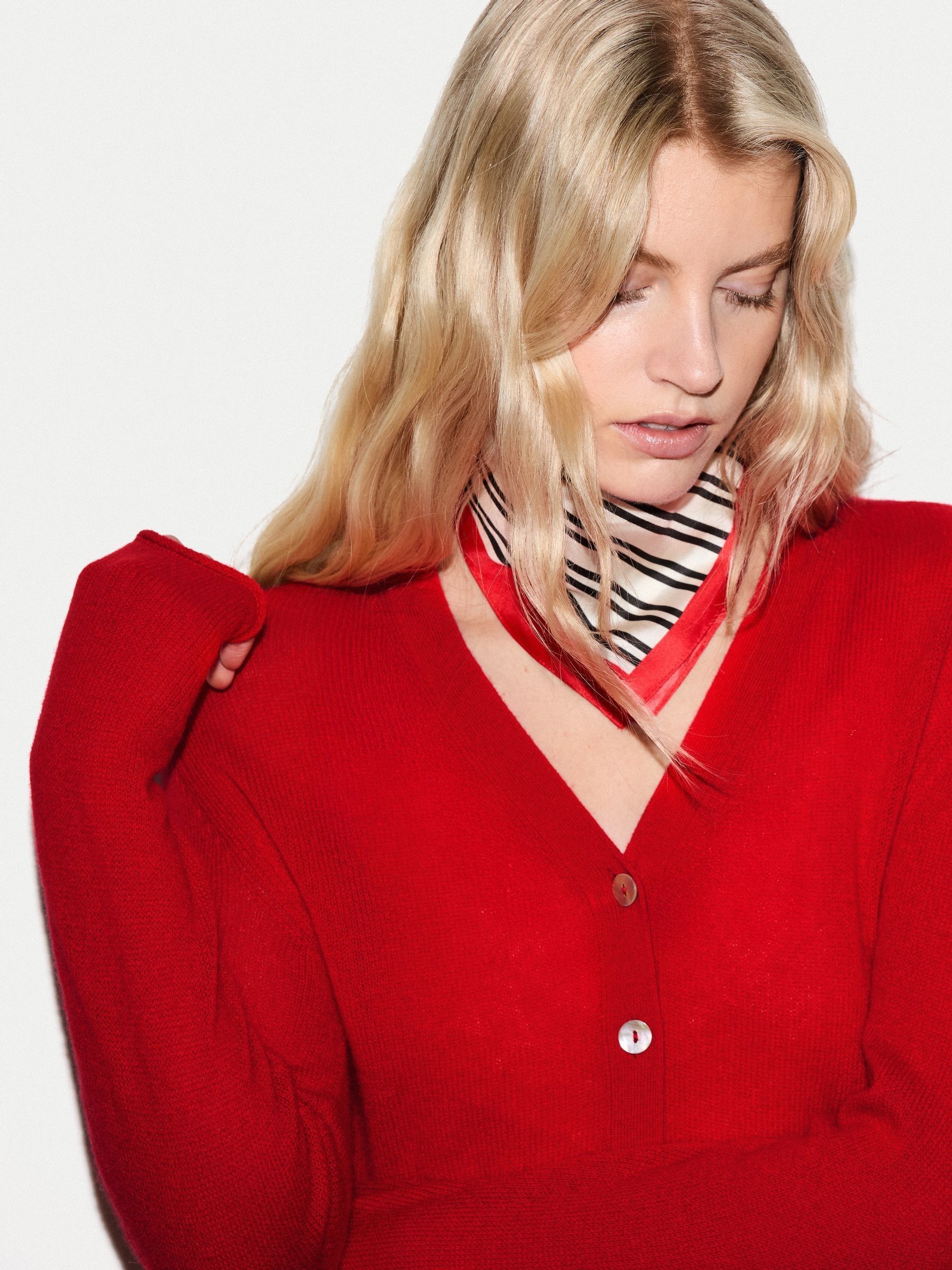 Buy Jigsaw Red Merino Cashmere V-Neck Cardigan from the Next UK