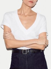 Jigsaw White Cotton Luxe V Neck Baby T-Shirts - Image 2 of 6