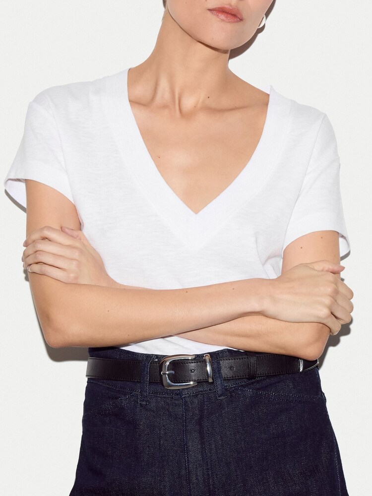 Jigsaw White Cotton Luxe V Neck Baby T-Shirts - Image 2 of 6