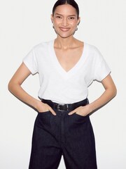 Jigsaw White Cotton Luxe V Neck Baby T-Shirts - Image 3 of 6