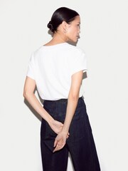 Jigsaw White Cotton Luxe V Neck Baby T-Shirts - Image 4 of 6