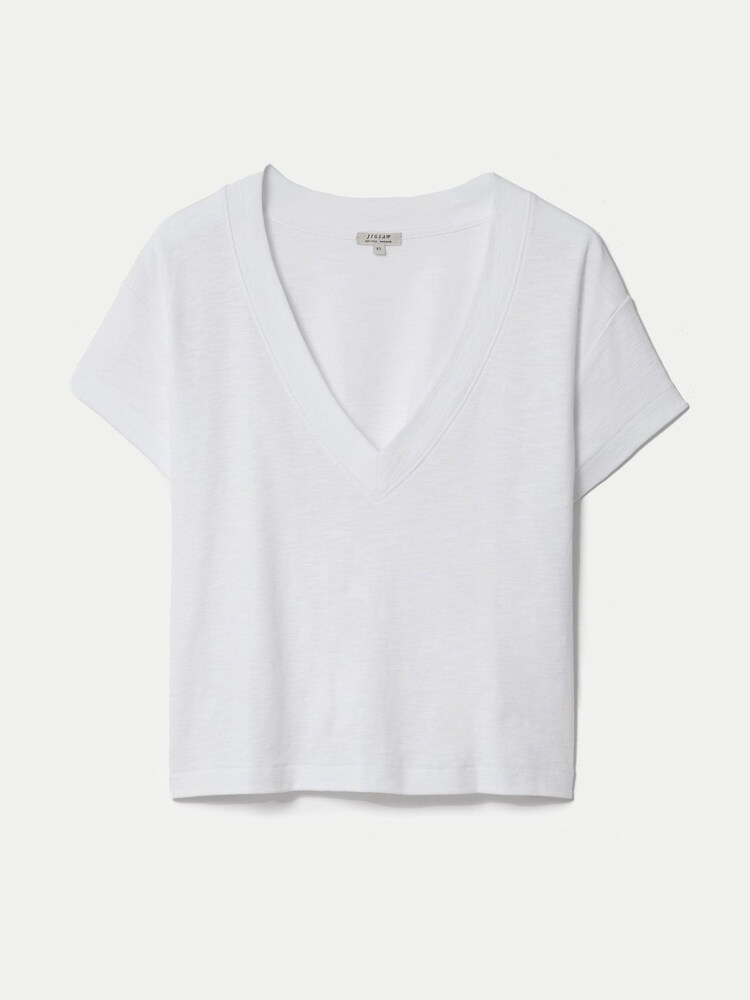 Jigsaw White Cotton Luxe V Neck Baby T-Shirts - Image 6 of 6