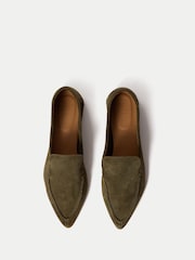 Jigsaw Green Soft Suede Pointed Loafers - Image 3 of 6