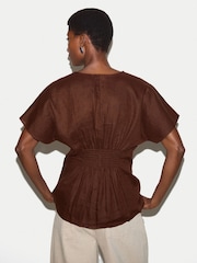 Maro - Jigsaw Linen Pintuck Waist Top - Imaginea 2 din 5