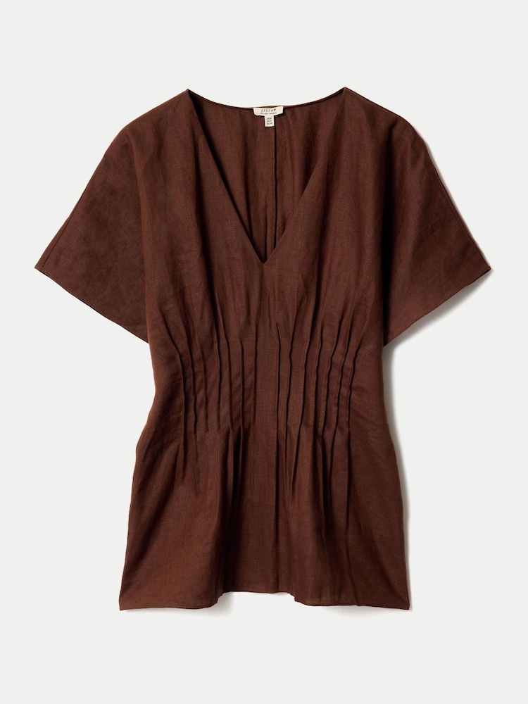 Maro - Jigsaw Linen Pintuck Waist Top - Imaginea 5 din 5