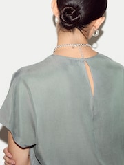 Jigsaw Green Cupro Relaxed T-Shirt - Image 3 of 6