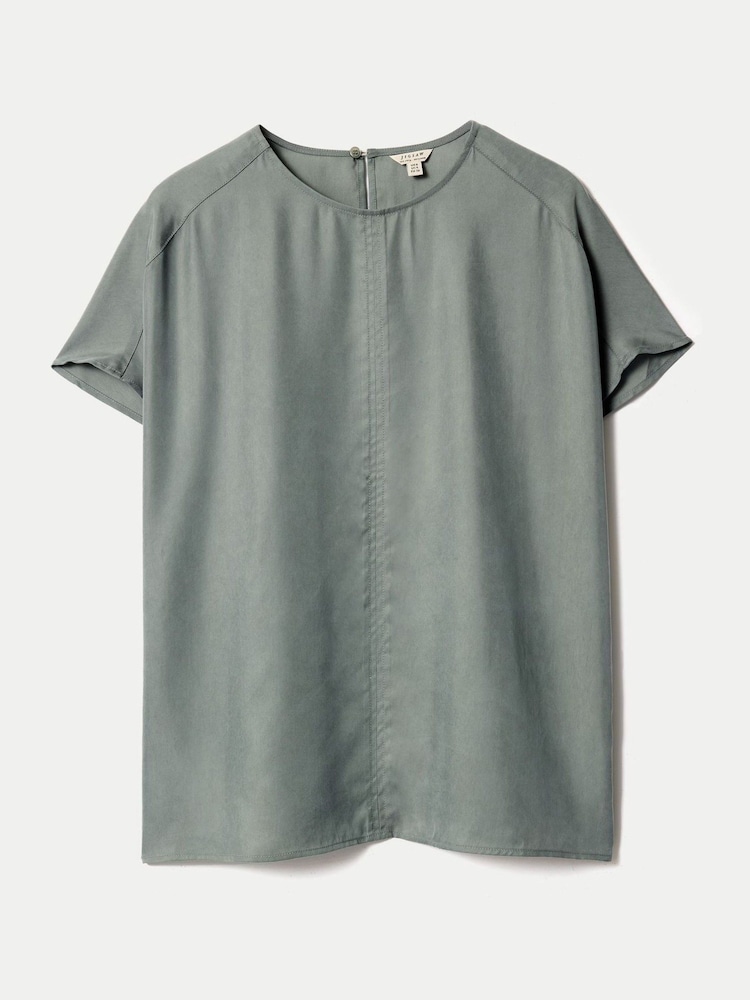 Jigsaw Green Cupro Relaxed T-Shirt - Image 6 of 6