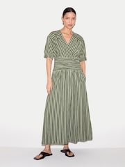 Jigsaw Green Ss Slub Stripe Jersey Dress - Image 1 of 6