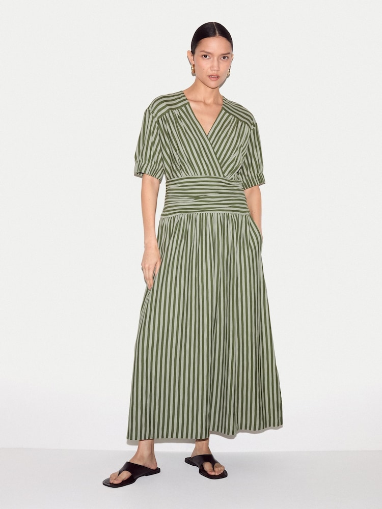 Jigsaw Green Ss Slub Stripe Jersey Dress - Image 1 of 6