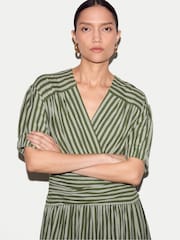 Jigsaw Green Ss Slub Stripe Jersey Dress - Image 2 of 6