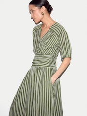 Jigsaw Green Ss Slub Stripe Jersey Dress - Image 3 of 6