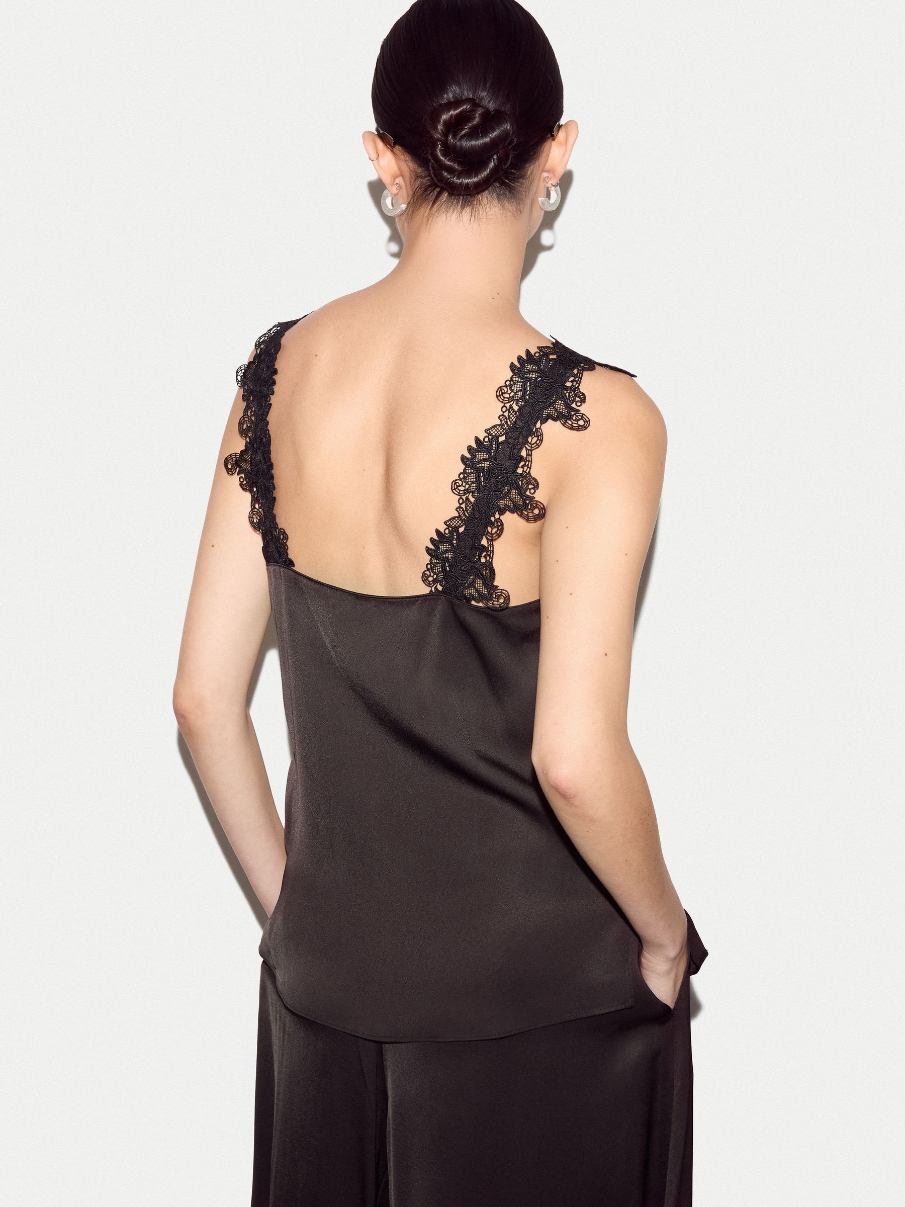 Buy Jigsaw Brown Satin Lace Detail Cami from Next USA
