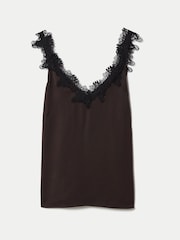 Jigsaw Brown Satin Lace Detail Cami - Image 6 of 6