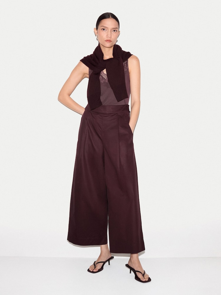 Jigsaw Purple Wide Leg Cotton Poplin Trousers - Image 1 of 5 Jigsaw Purple Wide Leg Cotton Poplin Trousers - Image 1 of 5