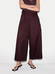 Jigsaw Purple Wide Leg Cotton Poplin Trousers - Image 2 of 5