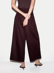 Jigsaw Purple Wide Leg Cotton Poplin Trousers - Image 4 of 5