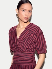 Jigsaw Purple Ss Slub Stripe Jersey Dress - Image 2 of 6