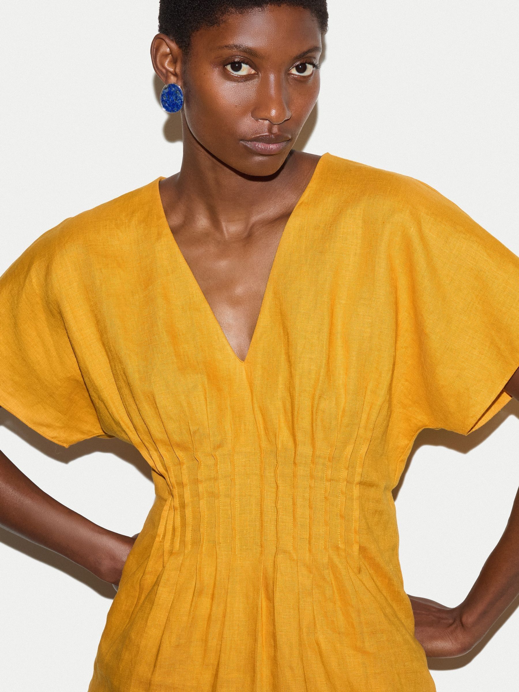 Buy Jigsaw Orange Linen Pintuck Waist Top from Next USA