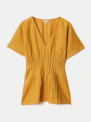 Jigsaw Orange Linen Pintuck Waist Top - Image 5 of 5