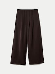 Jigsaw Brown Satin Pleated Trousers - Image 7 of 7