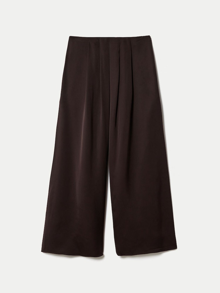 Jigsaw Brown Satin Pleated Trousers - Image 7 of 7