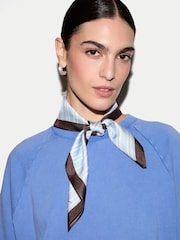 Jigsaw Blue Stripe Silk Twill Scarf - Image 1 of 3