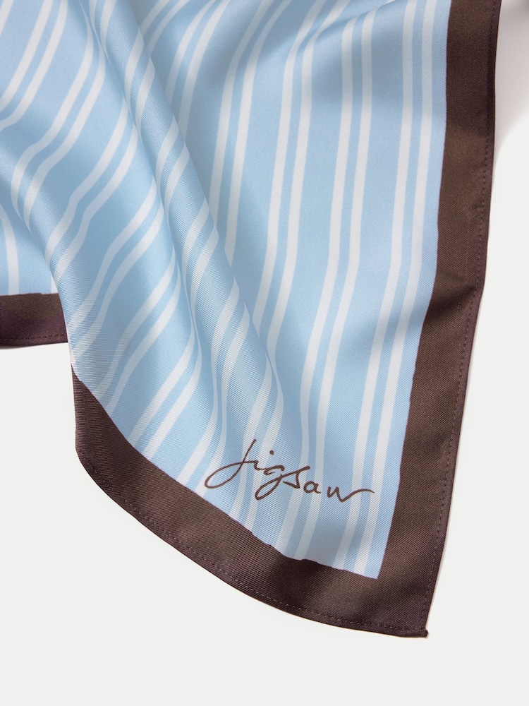 Jigsaw Blue Stripe Silk Twill Scarf - Image 2 of 3