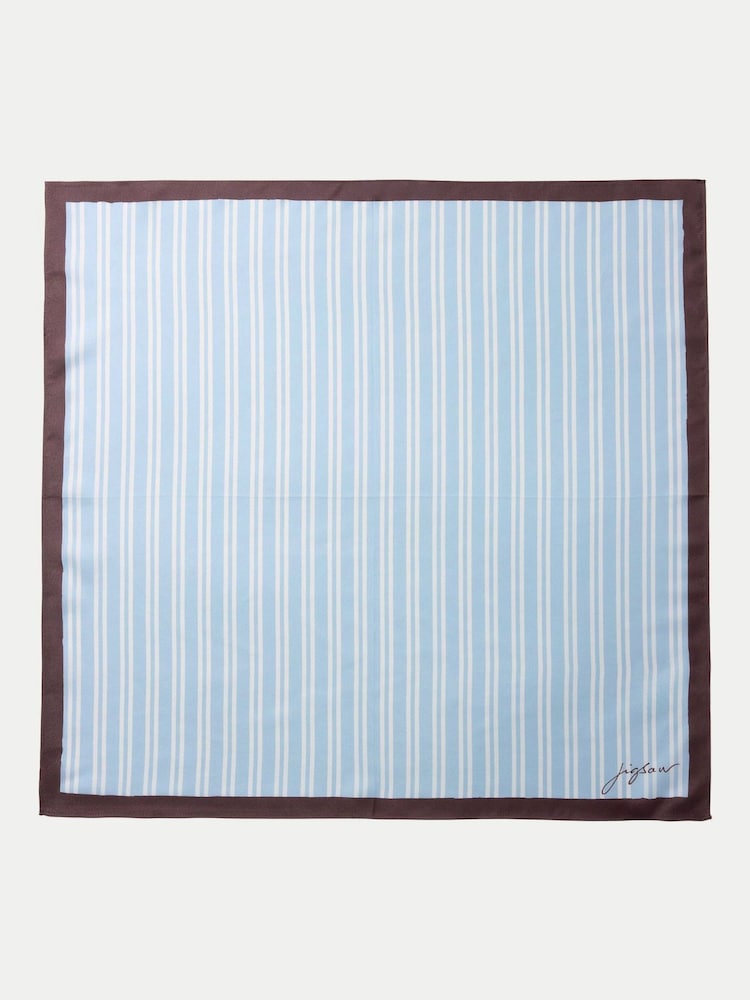 Jigsaw Blue Stripe Silk Twill Scarf - Image 3 of 3