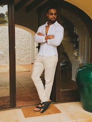 Tailored Athlete Muscle Fit Stretch Linen Blend Button Through Shirt - Imagen 2 de 7