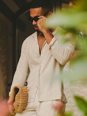 Tailored Athlete Natural Muscle Fit Stretch Linen Blend Cuban Collar Shirt - Image 3 of 6