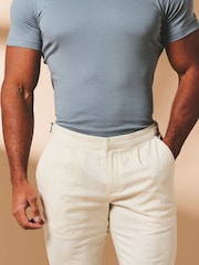 Tailored Athlete Stretch Pleat Linen Blend Pleat Side Adjuster Trousers - Imagen 3 de 6