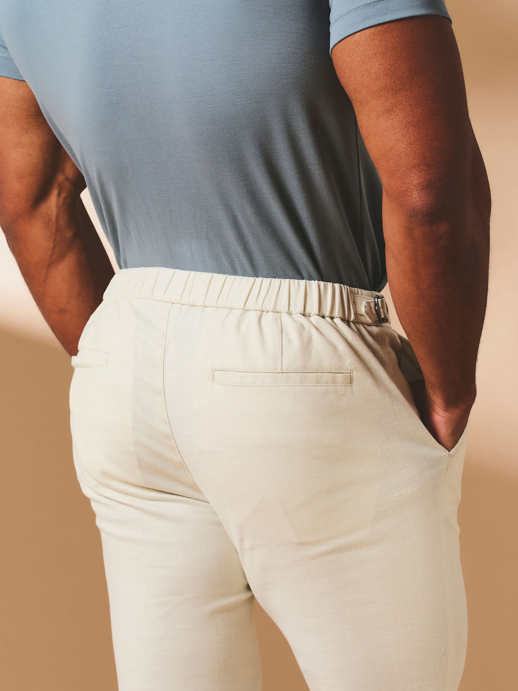 Buy Tailored Athlete White Stretch Pleat Linen Blend Pleat Side