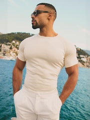 Tailored Athlete White Muscle Fit Luxe Crew Neck T-Shirt - Image 1 of 7