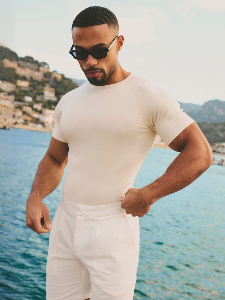 Tailored Athlete White Muscle Fit Luxe Crew Neck T-Shirt - Image 2 of 7