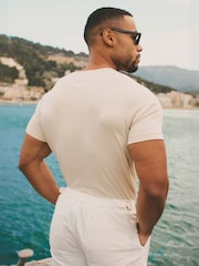 Tailored Athlete White Muscle Fit Luxe Crew Neck T-Shirt - Image 3 of 7