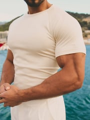 Tailored Athlete White Muscle Fit Luxe Crew Neck T-Shirt - Image 5 of 7