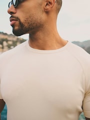 Tailored Athlete White Muscle Fit Luxe Crew Neck T-Shirt - Image 6 of 7