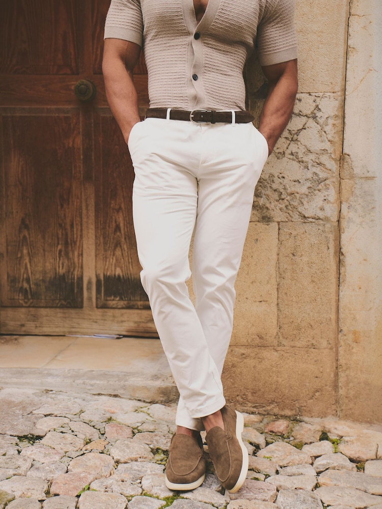Tailored Athlete White Muscle Fit Chino Trousers - Image 2 of 5