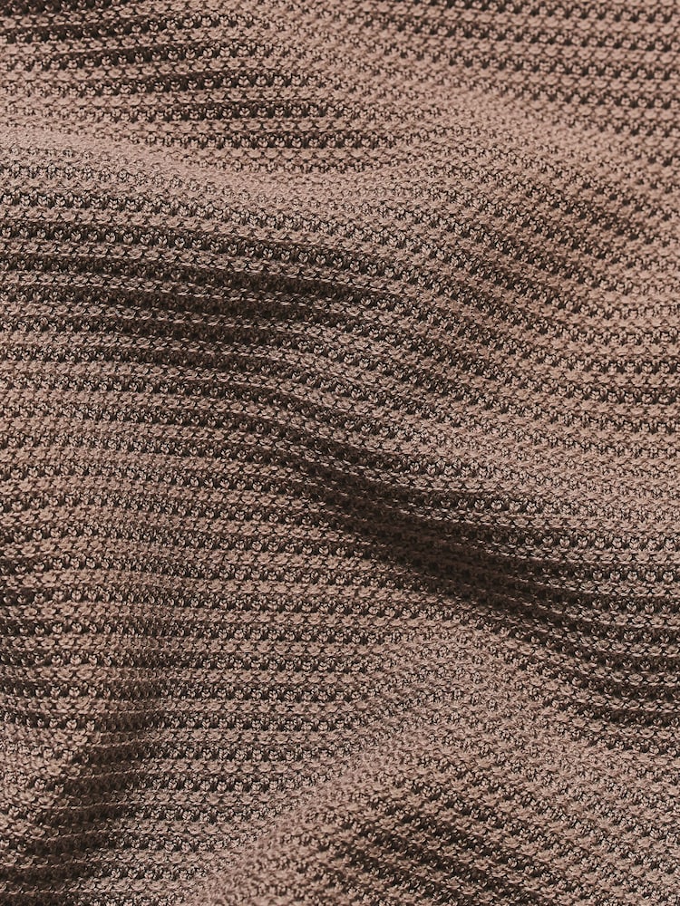 Tailored Athlete Muscle Fit Textured Knitted Open Collar Polo Shirt - Imagen 7 de 7