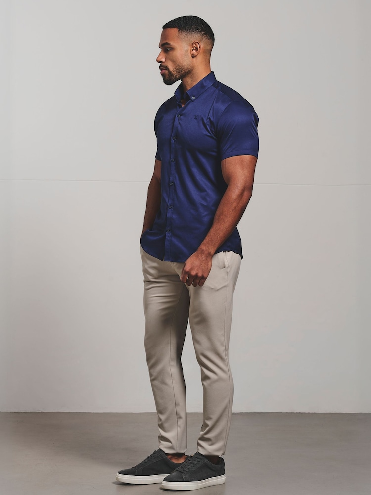 Tailored Athlete Blue Muscle Fit Short Sleeve Signature Shirt - Image 1 of 7