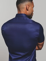 Tailored Athlete Blue Muscle Fit Short Sleeve Signature Shirt - Image 4 of 7