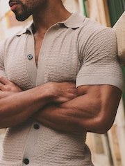 Tailored Athlete Muscle Fit Square Textured Knitted Shirt - Imagen 5 de 7