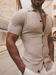 Tailored Athlete Muscle Fit Square Textured Knitted Shirt - Imagen 6 de 7