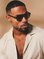 Tailored Athlete Muscle Fit Stretch Linen Blend Short Sleeve Cuban Collar Shirt - Imagen 5 de 7