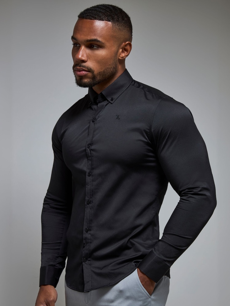 Tailored Athlete Black Muscle Fit Signature Shirt - Image 1 of 7